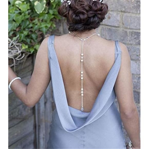 WHITE Pearl Backdrop Necklace - Picture 5 of 7